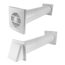 Through Wall Ventilation Kit, Fan with Timer/Humidistat + External Hooded Vent