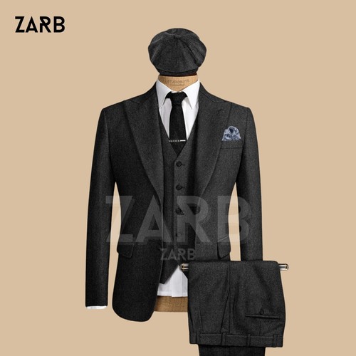Mens black tweed piece - black,
