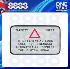 SAFETY DIFF LOCK DECAL For