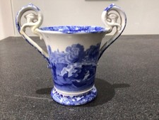 Vintage Spode Blue Italian Twin Handled Cup With Blue Backstamp