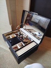 Vintage M&S Jewellery Box With Mixed Vintage & Modern Costume Jewellery