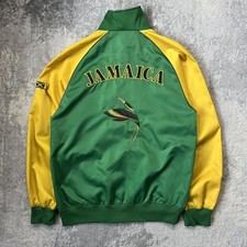 Vintage Jamaica Track Jacket Puma 90s Yellow Green Embroidered Bomber Football