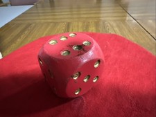 Large Red Wooden Dice, 48mm ², Used Condition