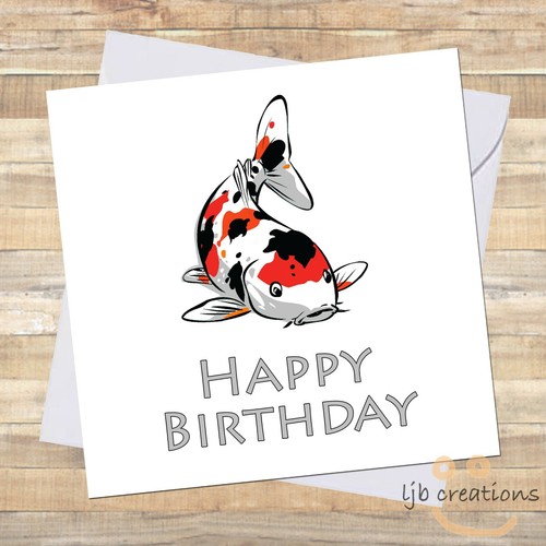 Koi birthday card - koi,