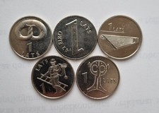 1 lats (x 5 pieces) 2005 2007 2008 2013 Latvia, Latvian folk symbols