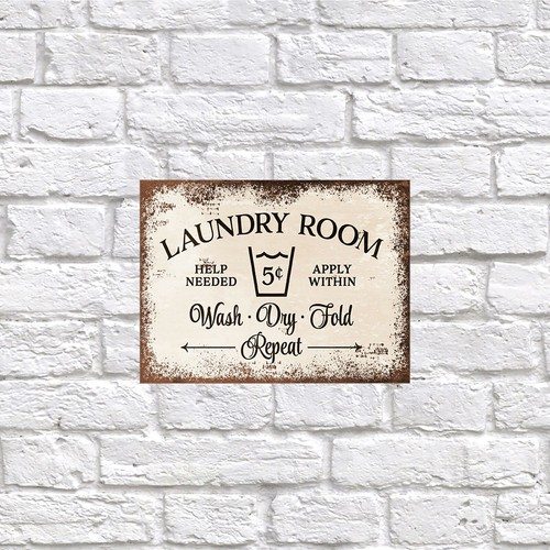 Laundry room retro tin metal - tin,