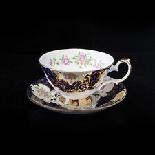 Vintage Elizabethan Balmoral Staffordshire Teacup & Saucer Blue