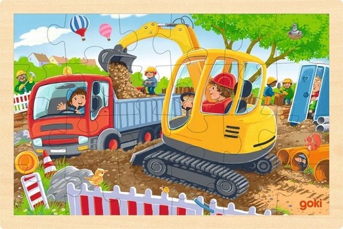 Goki wooden excavator jigsaw - excavator,
