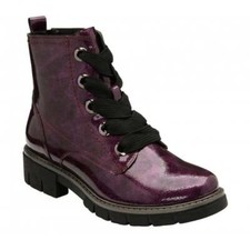 LOTUS Jojo - Womens/Ladies Shiny Lace & Zip Up Ankle Boot Purple Patent