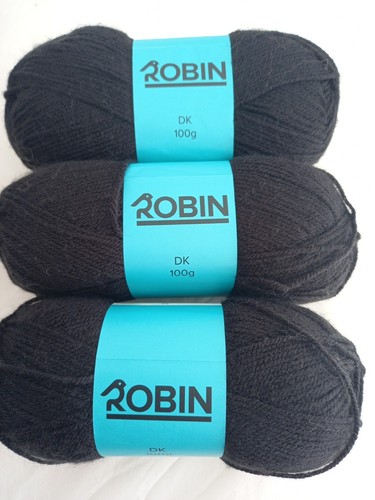 Black wool 3 balls - black,