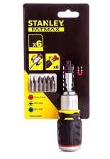 STANLEY FatMax STUBBY Ratchet Screwdriver Handle 1/4" Bit Holder + Bits,062688