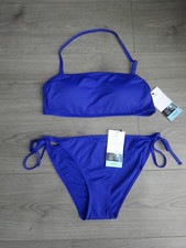 M&S MARKS & SPENCER ELECTRIC BLUE BIKINI SIZE 14 TOP UK SIZE 14 TIE SIDE BOTTOMS