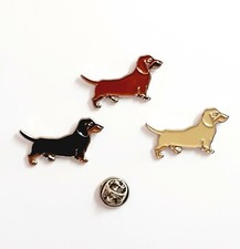 DACHSHUND Lapel Pin Badges, Pet Sausage Dog Hat Tie Bag Brooch Metal Enamel 