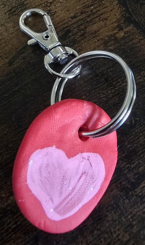 Red pink painted heart - heart, fimo