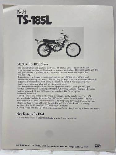 1974 suzuki 185l sierra - suzuki, ts-185l