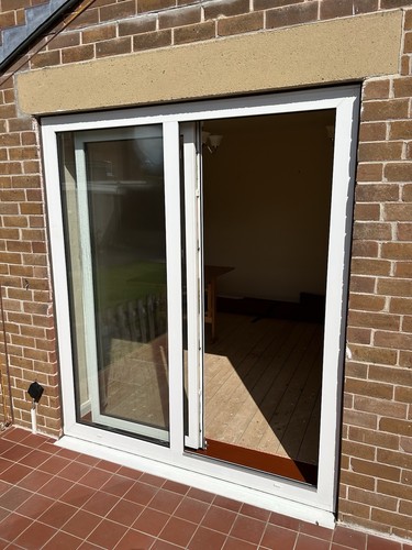 White patio tilt and slide - and,