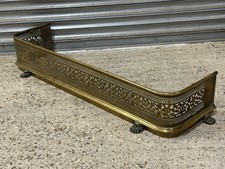 Lovely Original Large Victorian Brass Fender On Lions Paw Feet