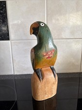 Balsa Wood Hand Carved PARROT Tropical Bird Hand Painted 8 1/4" Figurine