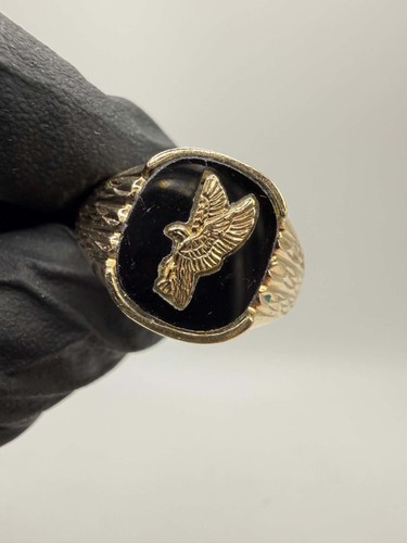 9ct onyx eagle signet - eagle,