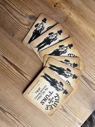 Three tuns brewery beer mat - three,