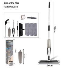 DARIS Spray Mop, 360Ml Bottle, 3 Microfiber Mop Pads, Scraper, Mop Clip, Wet and