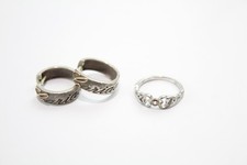 Clogau Sterling Silver Jewellery Rose Gold Accents Hoops Ring Cariad x 2 (9g)