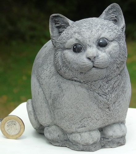Contented cat stone - contented, garden
