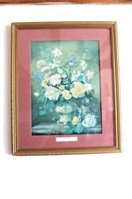 Wooden gold picture framed flower theme wall hanging