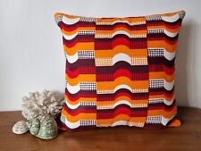 Handmade red/orange geometric scatter cushion cover vintage 1960s 1970s fabric