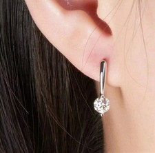 2CT VVS1 Golden Yellow Real Moissanite Diamond Dangle 925 Silver Ear Rings