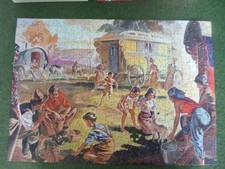 Vintage "Good Companion" jigsaw puzzle Gypsy camp at sundown. 1 part missing