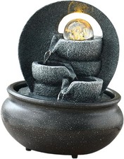 Indoor Waterfall Faux Rock Decorative with LED Lights Water for Meditation Offic