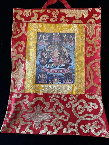 Saraswati postcard thangka - postcard,