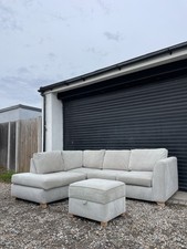 Large light grey L shaped corner sofa bed with footstool - DELIVERY AVAILABLE!