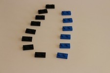 Lego thin 2x1 bricks, blue and black (14)