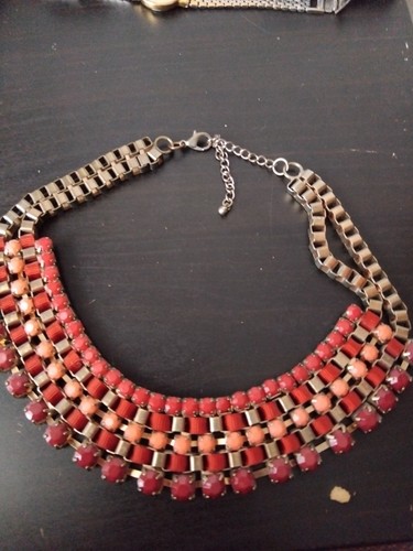 Chunky coral orange boho - &,