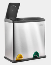 Vanhaus 36L Recycling Kitchen Bin, 2in1 Compartment Pedal Bin with Airtight Lids