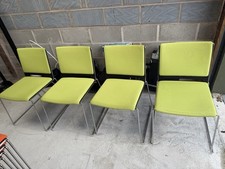4x Mobili Stacking Office Chairs - Lime Green Fabric, Chrome Frame - Seating