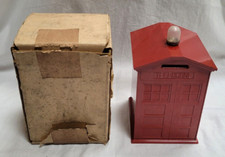 Vintage 1940's Bakelite Tardis Telephone Box Moneybox With Light - Red