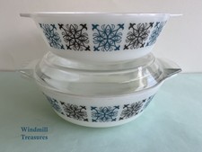 PAIR VINTAGE JAJ/PYREX CHELSEA CASSEROLE DISH & 1 LID - GOOD CONDITION