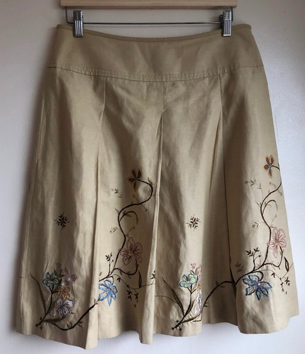 Jesire beige silk linen skirt - beige,