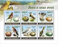 BIRDS AND THEIR EGGS Bird Egg MNH 6v-Stamp Sheet #2595 (2023 Guinea-Bissau)