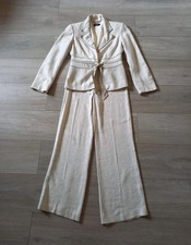 Principles Ivory Petite Linen Mix Wide Leg Trousers & Tie Front Jacket Set UK6
