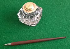 Antique Crystal Inkwell With