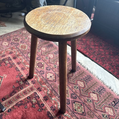 Vintage oak round stool - vintage,