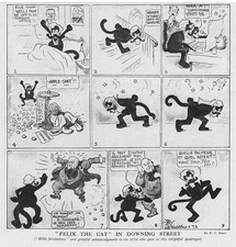 FELIX THE CAT In Downing Street - Antique Print 1924