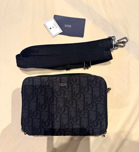 Dior black monogram leather - black,