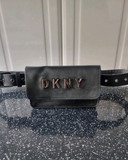DKNY~Black Gunmetal Logo Belt