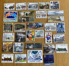 30 TRAIN Railway GB Used Stamps Off Paper Collection. Thematics.