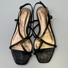 Ted Baker Sandal Women 6 Flat Ankle Strappy Leather 36.5 Work Party Logo Core Go